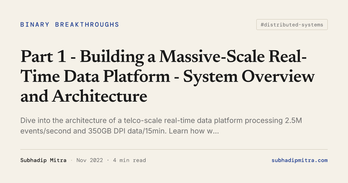 Part 1 - Building a Massive-Scale Real-Time Data Platform - System ...